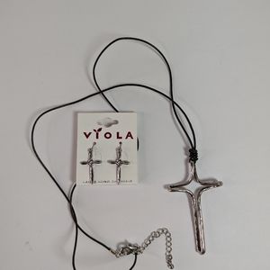 Infinity Cross Set Necklace Earrings